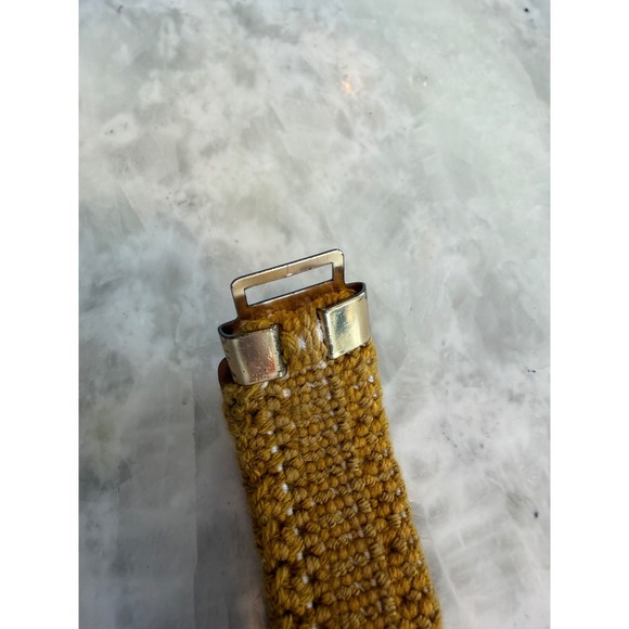 Vintage 1970s Gold Scale Elastic Belt Rhinestone Buckle Disco Glam Mermaidcore